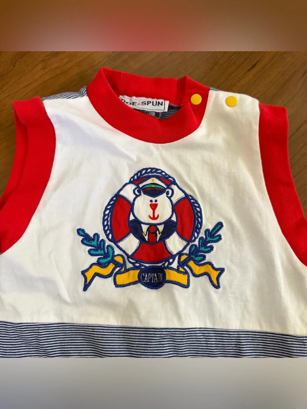 Vintage White Toddler Boys Embroidered Sailboat Nautical Romper Size 12 Months